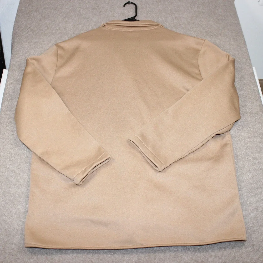 Tan Three Button Knit Blazer Jacket with Patch Pockets Size 3XL